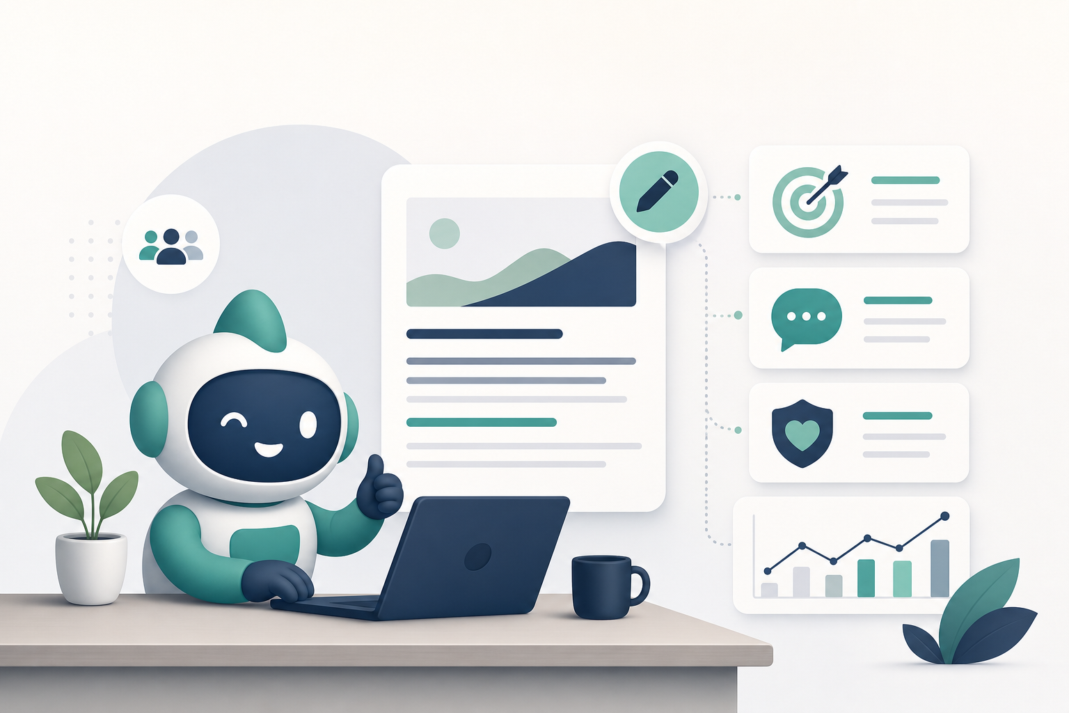 Profissional analisando conteúdo SEO alinhado ao tom de voz da marca em um dashboard