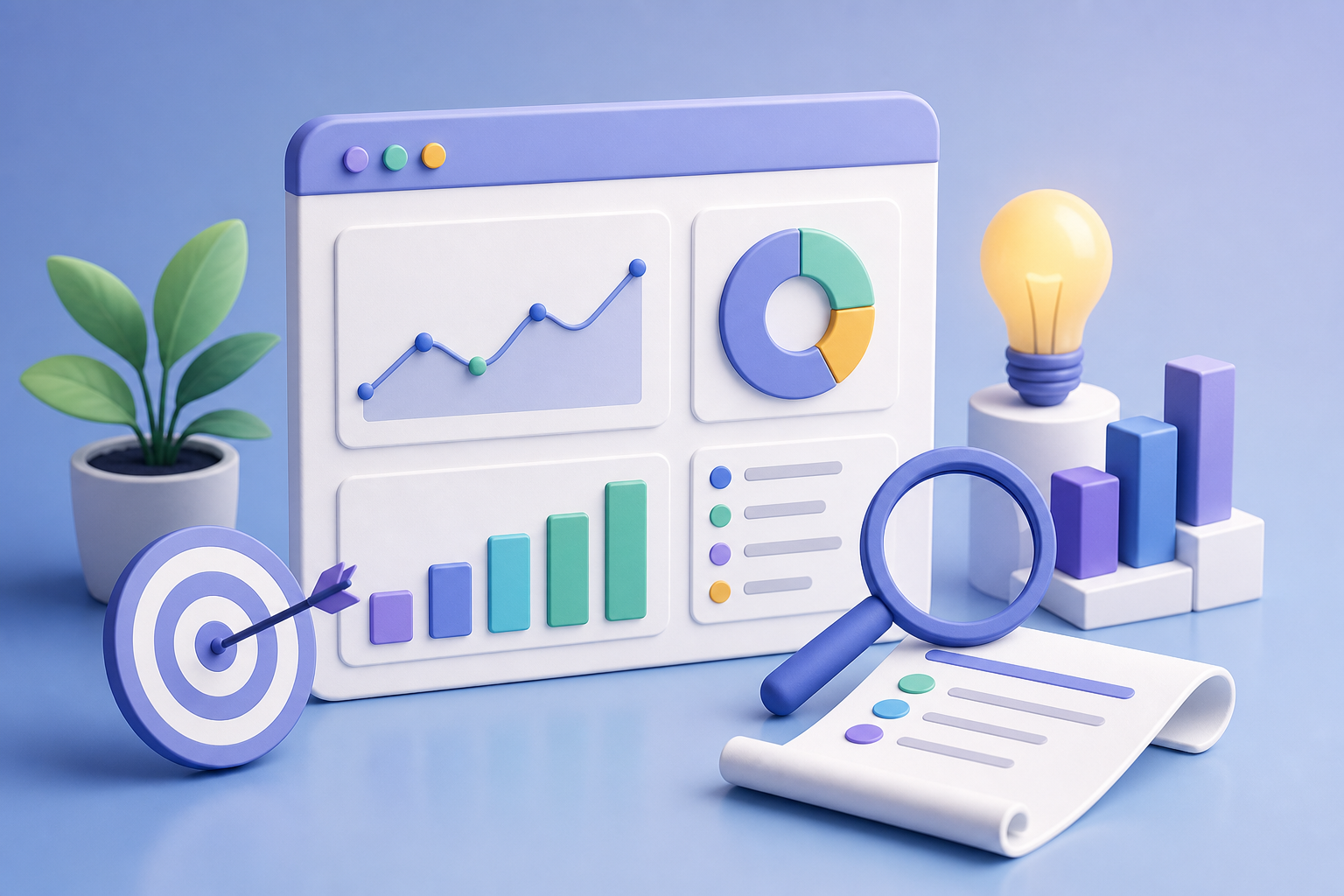 Painel de análise SEO orientando próximas pautas para um blog de empresa