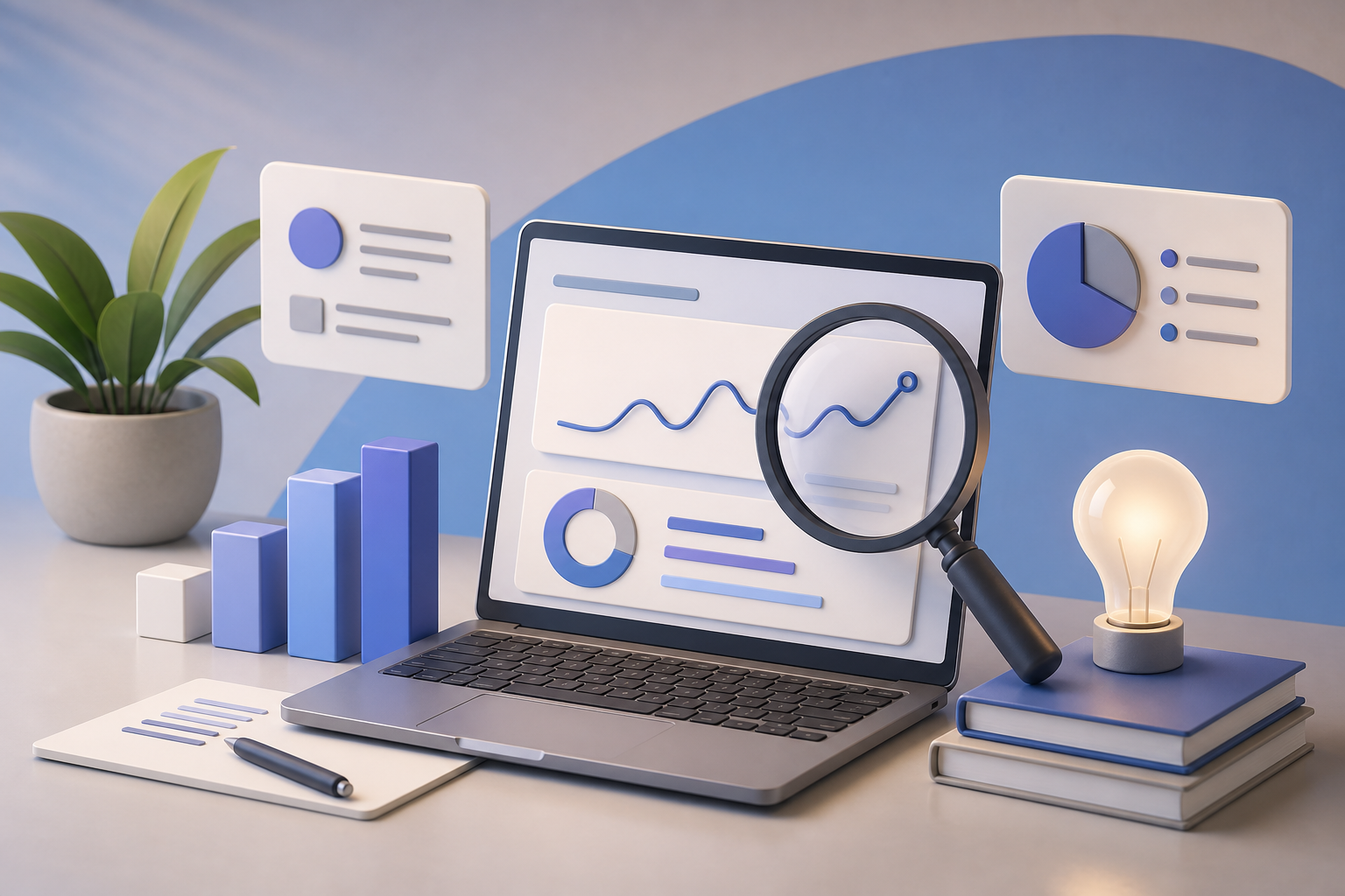 Painel de análise SEO com ideias de pautas, palavras-chave e plano de conteúdo para blog