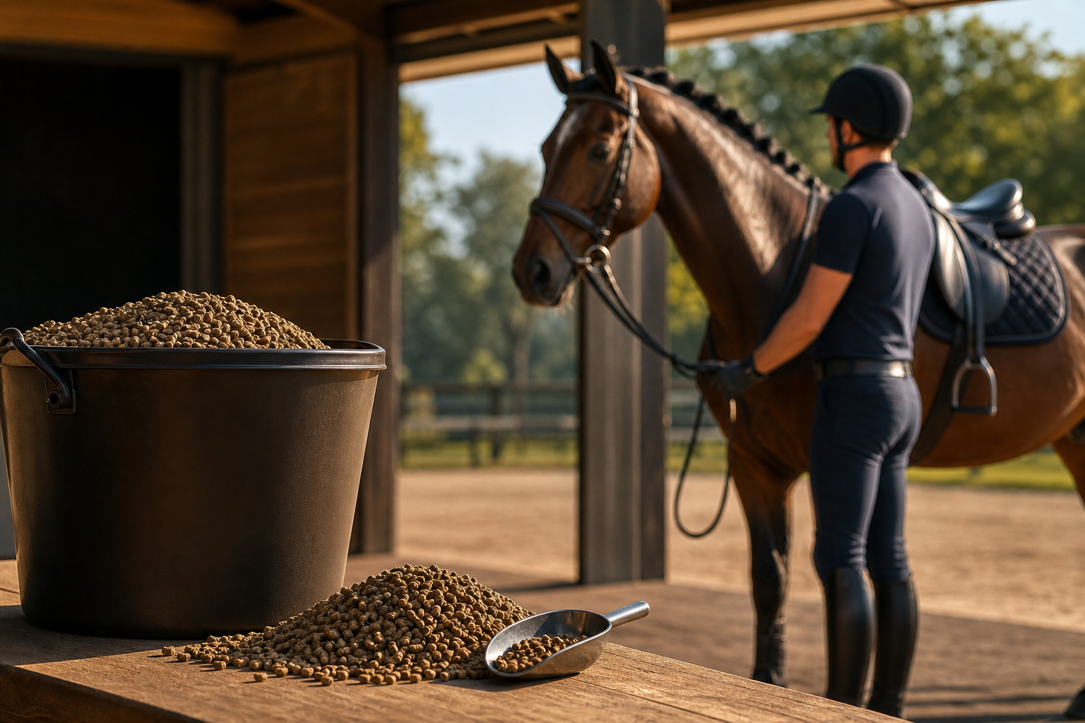 Cavalo em rotina de treino com foco em ração alta performance e nutrição equina