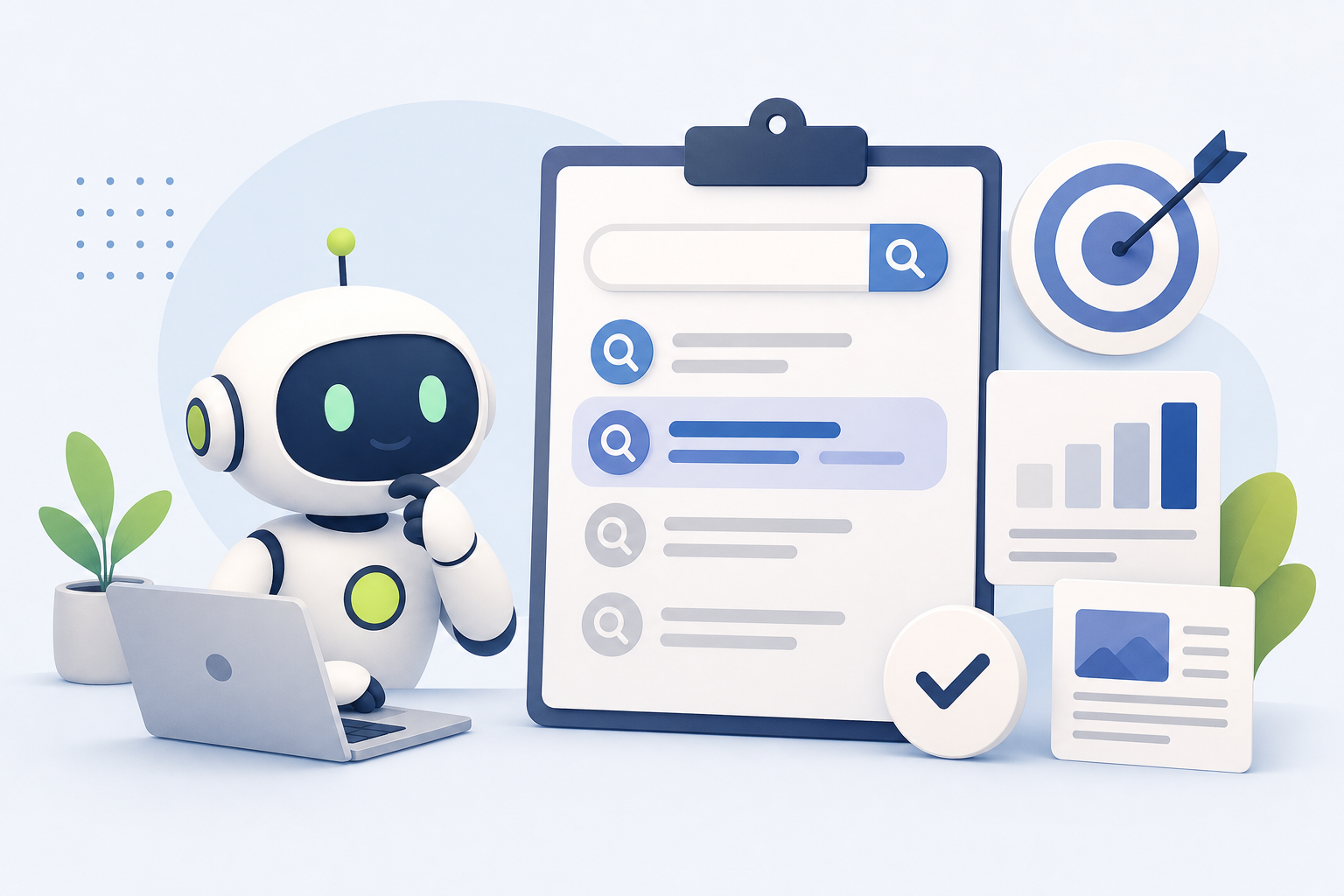 Profissional planejando palavras-chave para blog em um dashboard de conteúdo SEO