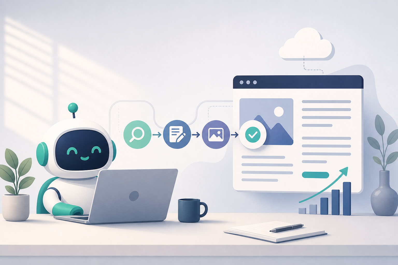 Fluxo de marketing de conteúdo com automação para manter o blog ativo e a consistência editorial
