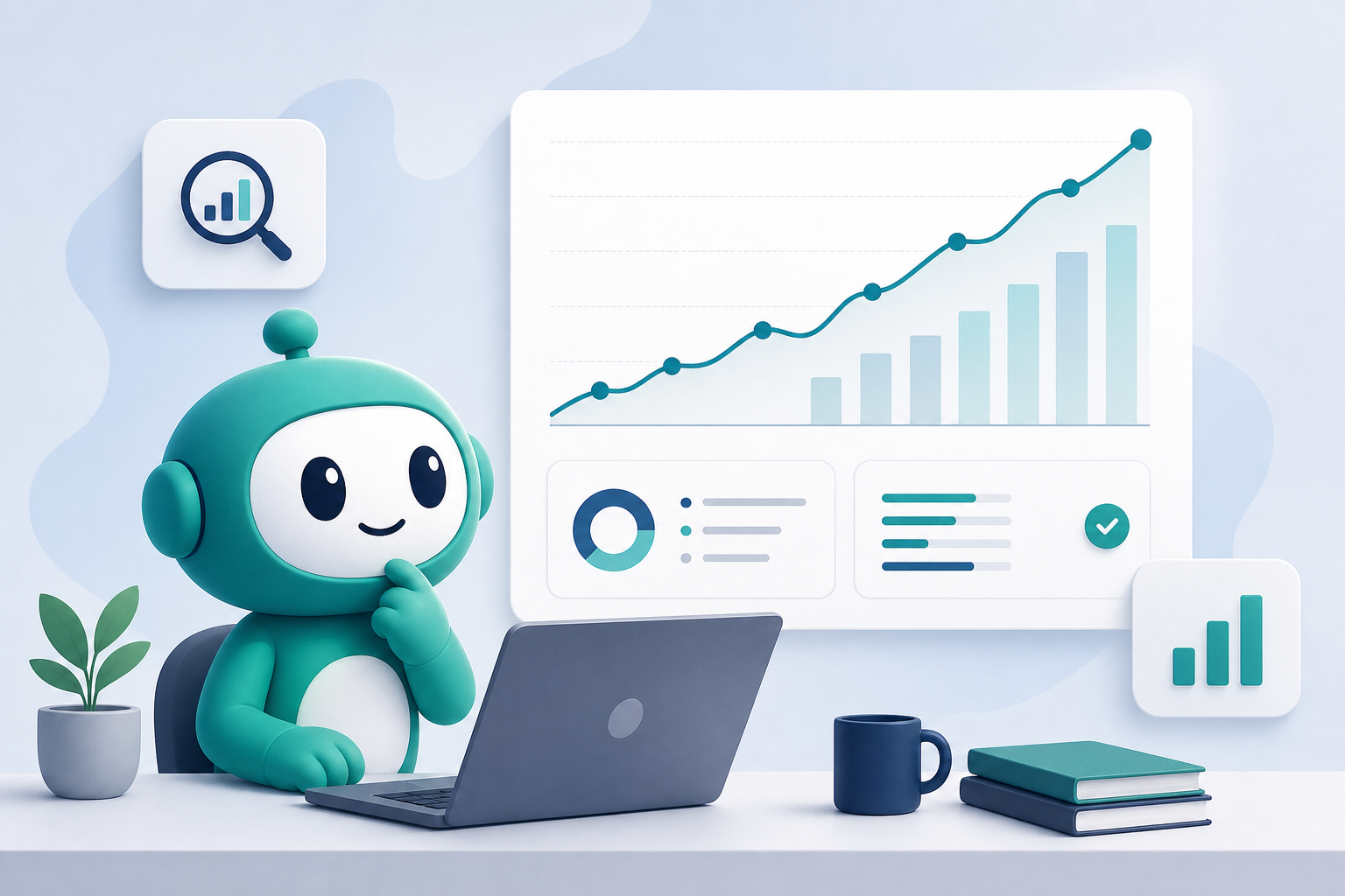 Dashboard de rank tracking mostrando evolução de palavras-chave e desempenho do blog