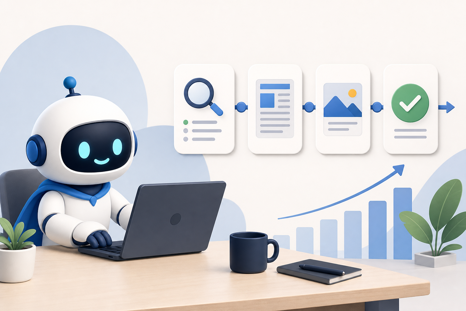 Fluxo de automação de SEO para manter o blog ativo com dashboard, conteúdo SEO e publicação automática