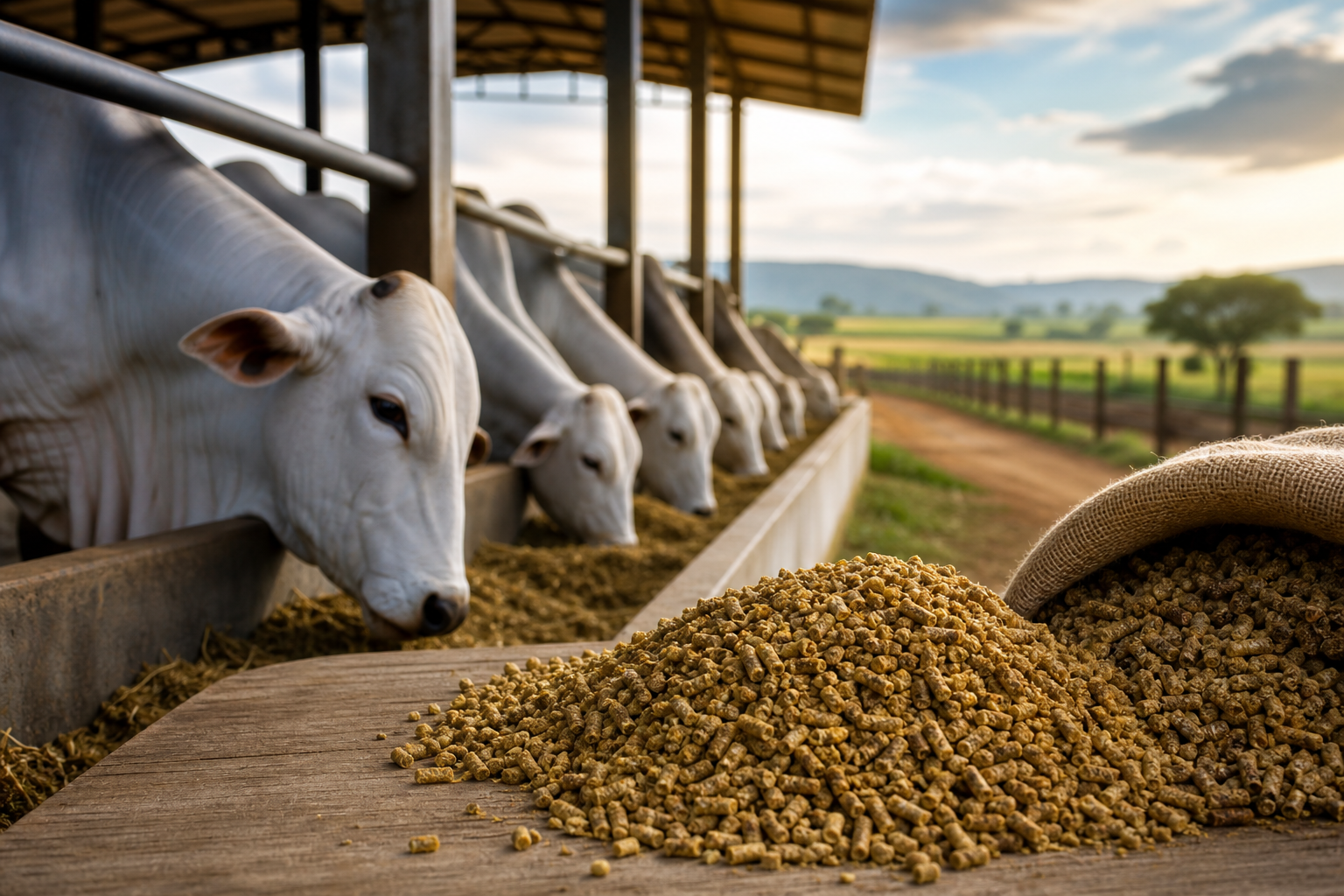 Ração bovinos com formulação consistente para manejo do rebanho e nutrição animal