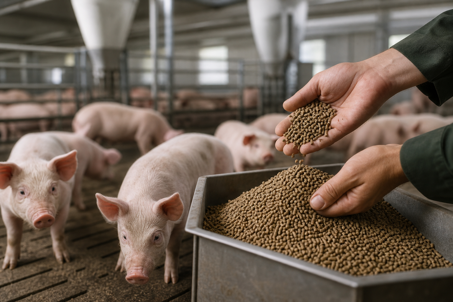 Ração suínos em cada etapa da criação, do crescimento à terminação, com foco em desempenho e nutrição animal.