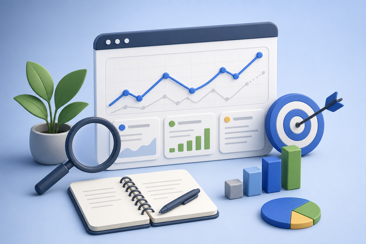 Painel de rank tracking com variações de posições para priorizar ajustes no blog