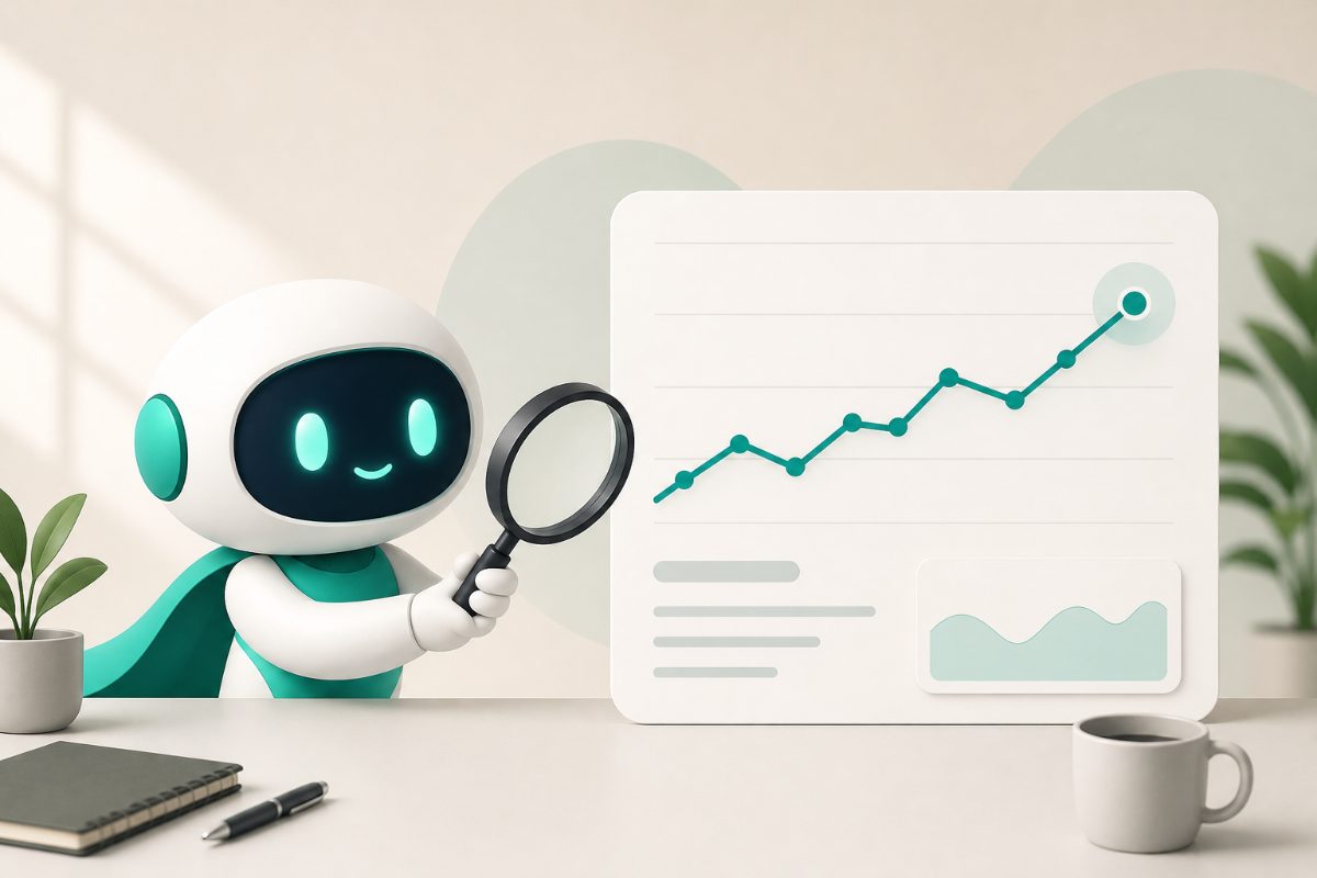 Dashboard de rank tracking acompanhando a evolução de palavras-chave em um blog