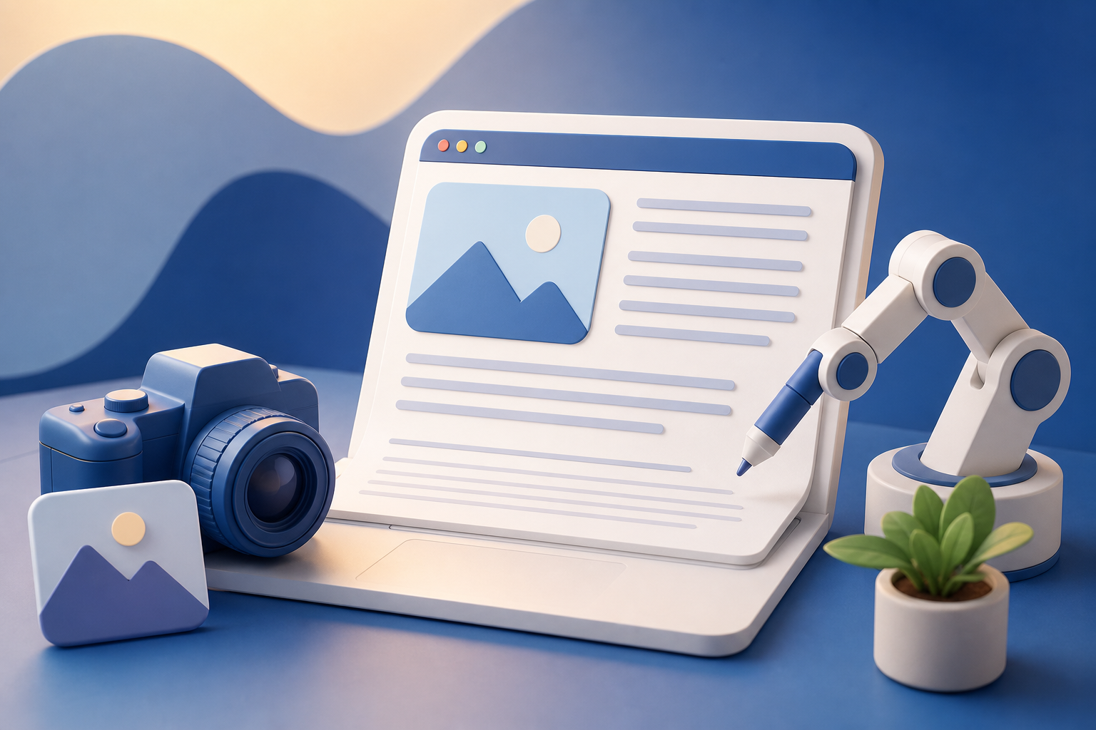 Imagem IA aplicada a artigo de blog com identidade visual consistente e apoio ao conteúdo SEO